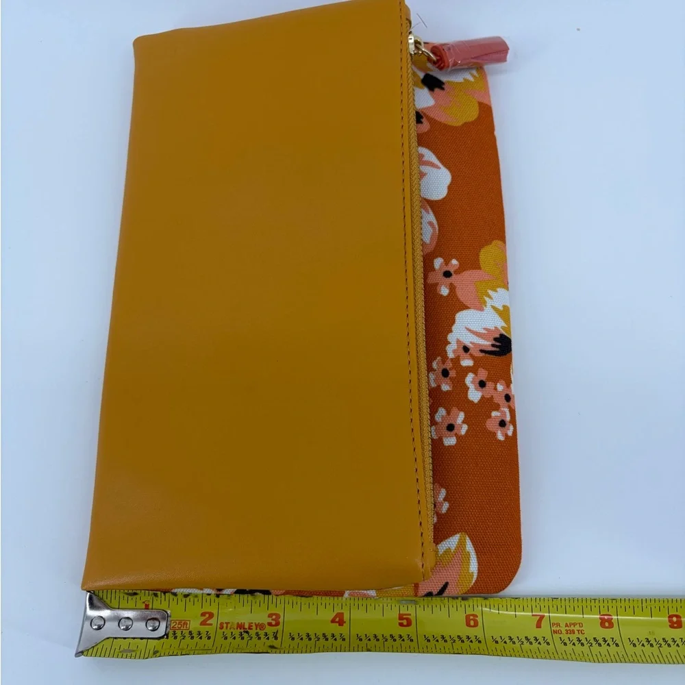 Rachel Pally Reversible Clutch Bag Purse Tropical Floral Orange & White Zip NWOT